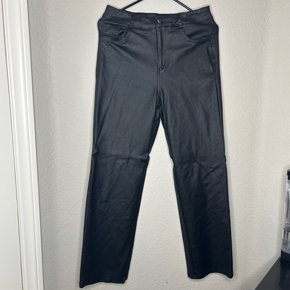 Faux, leather pants